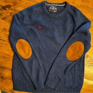 American Eagle leather patch sweater!